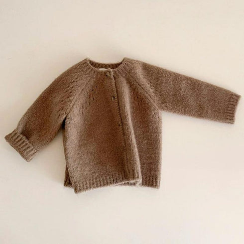Autumn and Winter Baby Crewneck Wool Knitted Cardigan